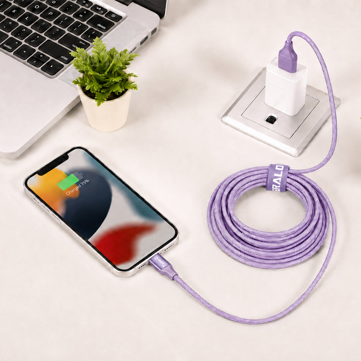 Emerald 10ft Braided USB-A or USB-C to USB-C (Type-C), Fast Charging & Data Syncing Cable