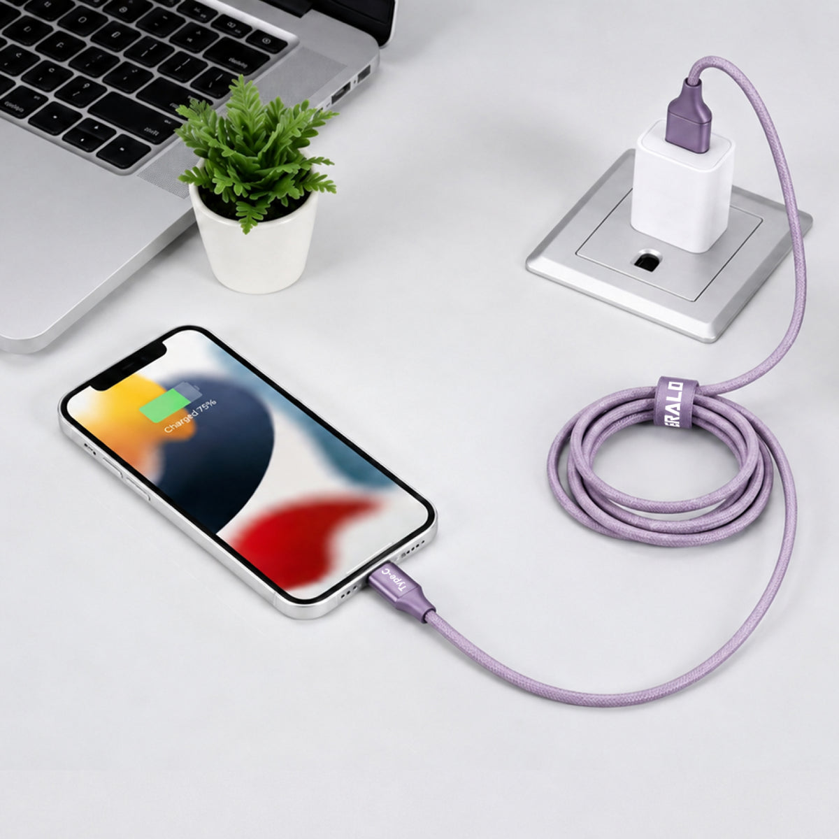 Emerald 6ft Braided USB-A or USB-C to USB-C (Type-C), Fast Charging & Data Syncing Cable
