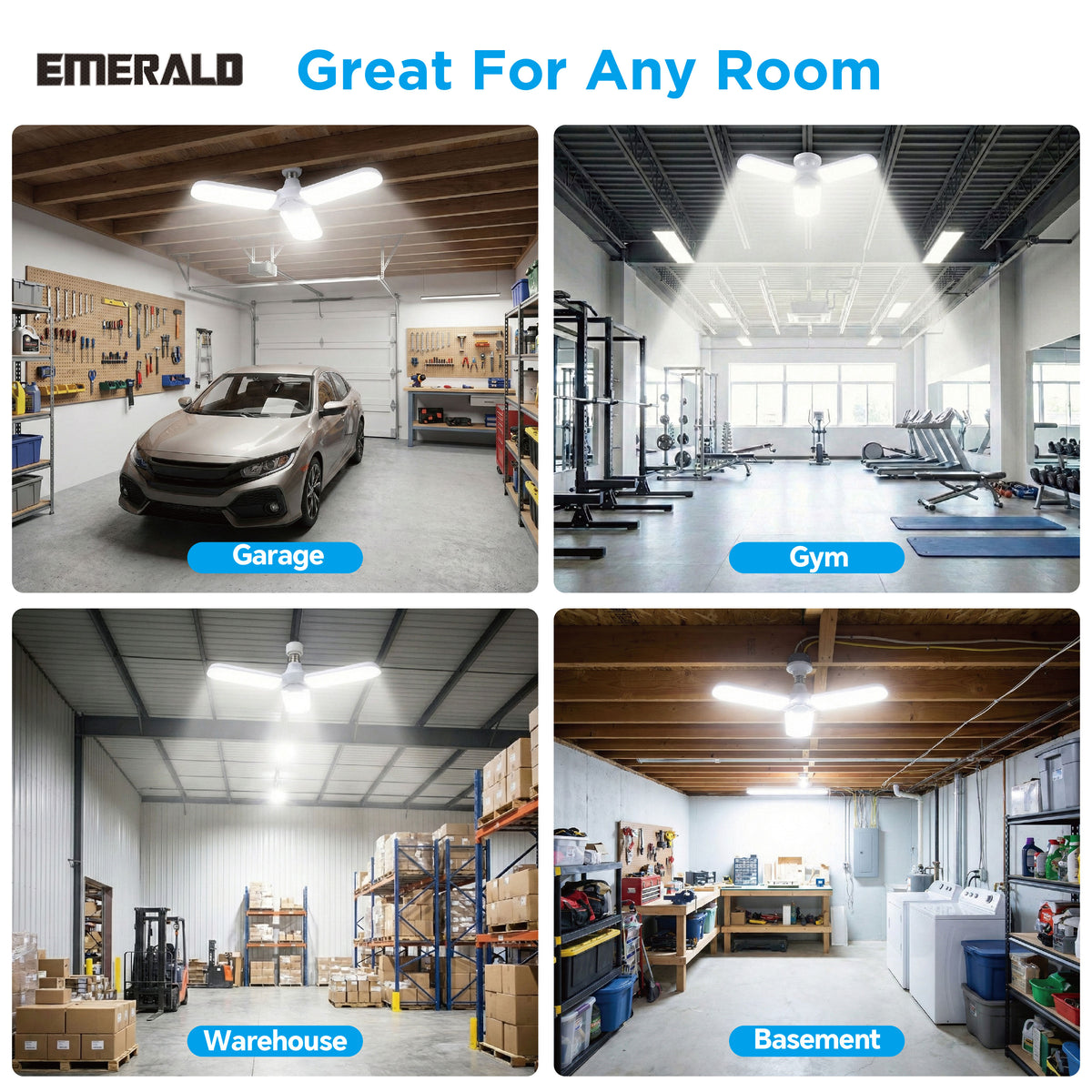 Emerald 3-Panel Adjustable LED Light, 3500 Lumens, 6500K Daylight, 15W E26 Base