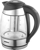 1.8L Glass Electric Kettle w/Included Free Removable Tea Infuser, 5 Temperature Presets, Color Changing Lights