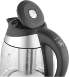 1.8L Glass Electric Kettle w/Included Free Removable Tea Infuser, 5 Temperature Presets, Color Changing Lights