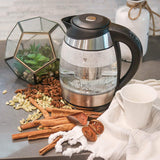 1.8L Glass Electric Kettle w/Included Free Removable Tea Infuser, 5 Temperature Presets, Color Changing Lights