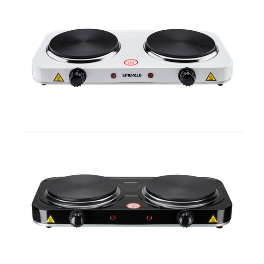 Emerald Compact & Portable, 2000W (2x1000W) Electric Double Burner 6.1" Coils Less Plate Stovetop