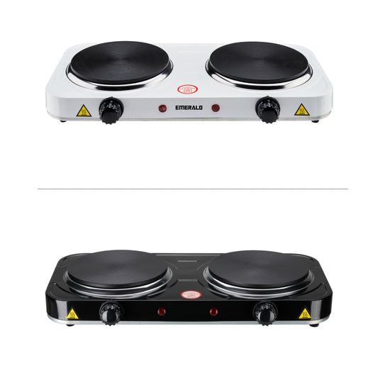 Emerald Compact & Portable, 2000W (2x1000W) Electric Double Burner 6.1" Coils Less Plate Stovetop