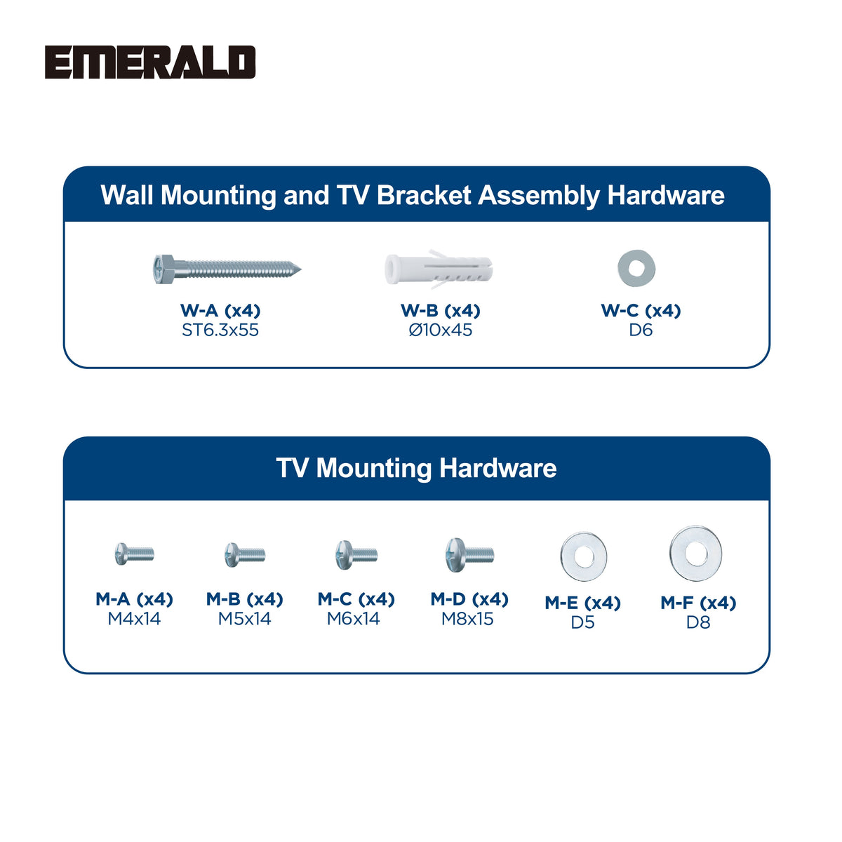 Emerald Ultra Slim Fixed Wall Mount for 23"–65" TVs, 0.81" Low Profile, VESA 200x200 to 400x400mm