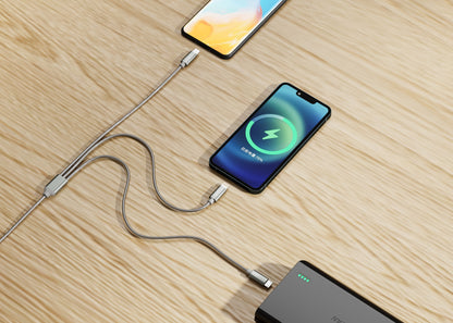 Emerald 6ft 3-in-1 Braided USB-A to Lightning, Type-C & Micro USB Fast Charging & Data Syncing Cable - Grey