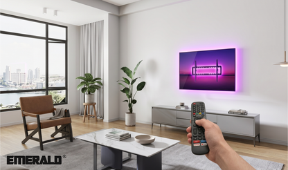Emerald 32"-90" Fixed TV Wall Mount Kit with 10ft LED Strip Light and Universal TV Remote