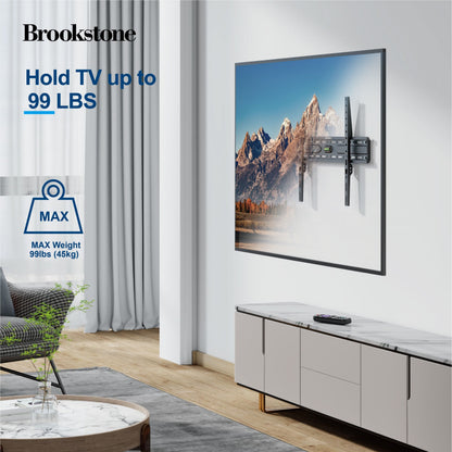 Brookstone Fixed TV Wall Mount for 26"-85" TVs, Max 99 lbs, VESA 50x50 to 600x400mm