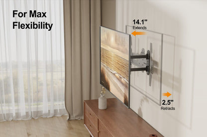 Brookstone Full Motion Wall Mount for 36"-85" TVs, Swivel, Tilt, Max 77 lbs