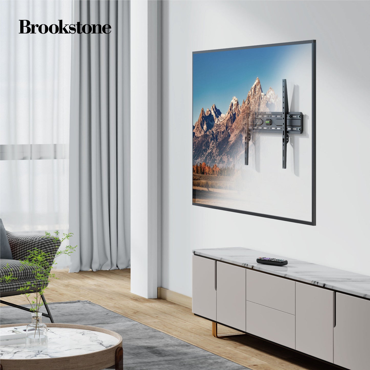 Brookstone Fixed TV Wall Mount for 26"-85" TVs, Max 99 lbs, VESA 50x50 to 600x400mm