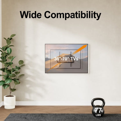 Brookstone Tilt Wall Mount for 36″–70″ TVs, 0.81″ Low Profile, 77 lbs Capacity