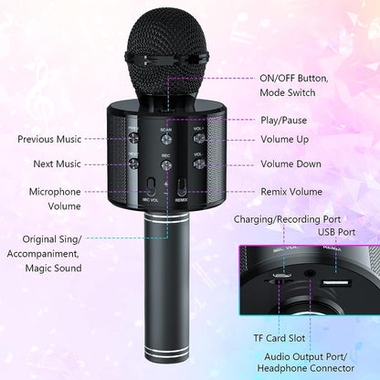 Bluetooth Karaoke Microphone With FM Radio