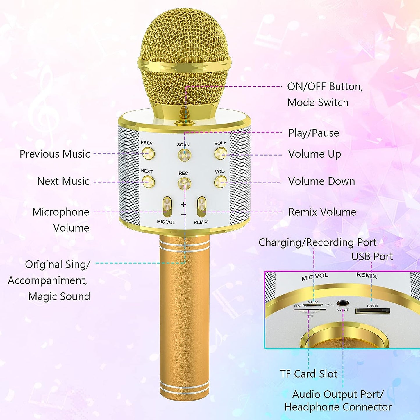 Bluetooth Karaoke Microphone With FM Radio