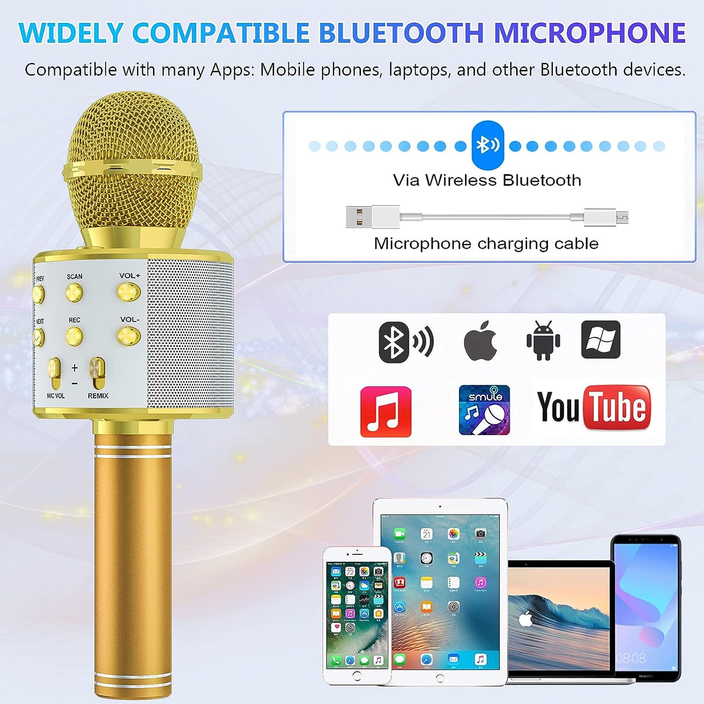 Bluetooth Karaoke Microphone With FM Radio