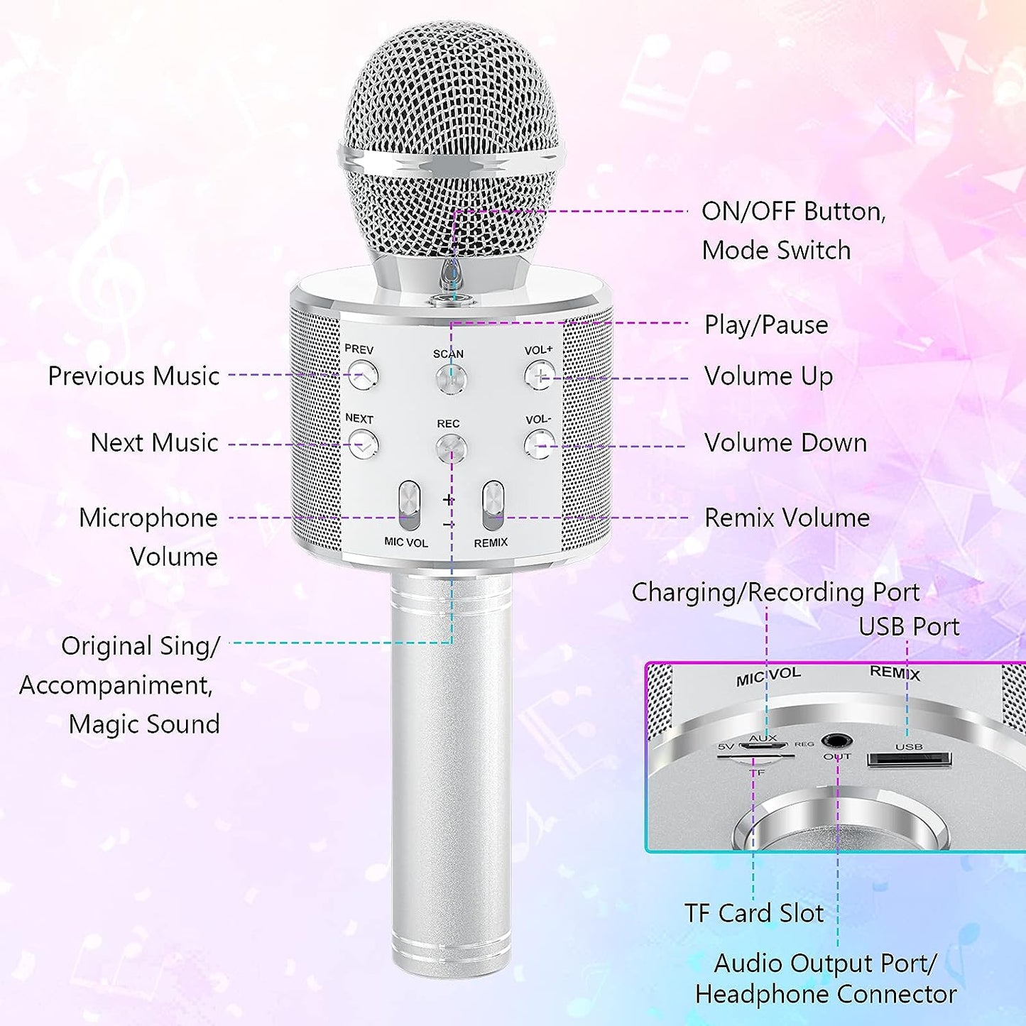 Bluetooth Karaoke Microphone With FM Radio