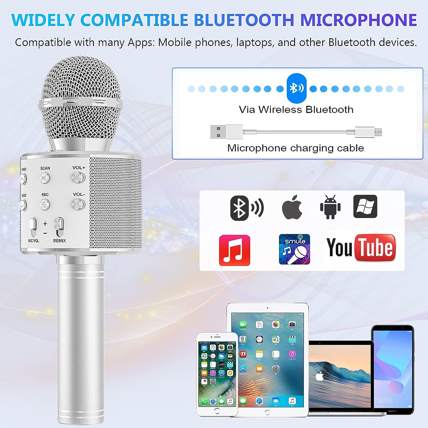 Bluetooth Karaoke Microphone With FM Radio