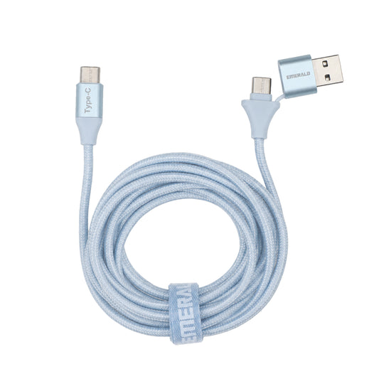 Emerald 10ft Braided USB-A or USB-C to USB-C (Type-C), Fast Charging & Data Syncing Cable