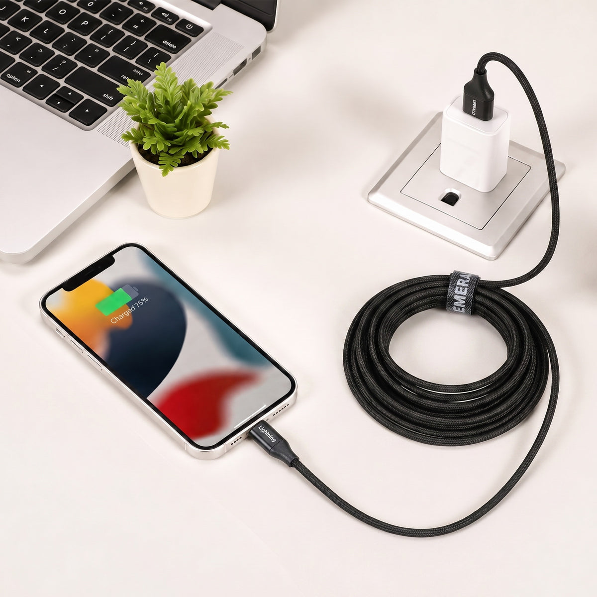 Emerald 10ft Braided USB-A or USB-C to USB-C (Type-C), Fast Charging & Data Syncing Cable