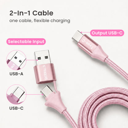 Emerald 10ft Braided USB-A or USB-C to USB-C (Type-C), Fast Charging & Data Syncing Cable