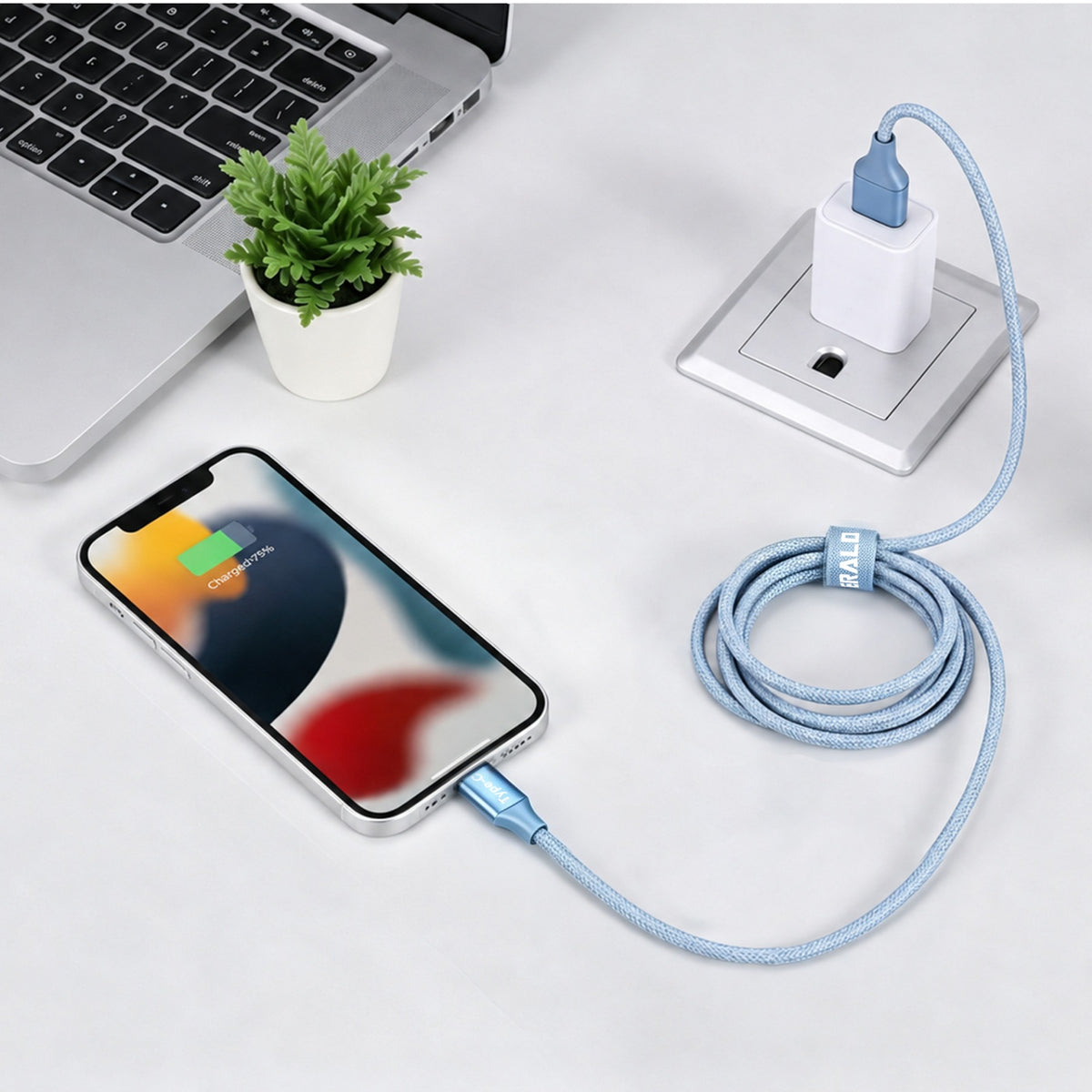 Emerald 6ft Braided USB-A or USB-C to USB-C (Type-C), Fast Charging & Data Syncing Cable
