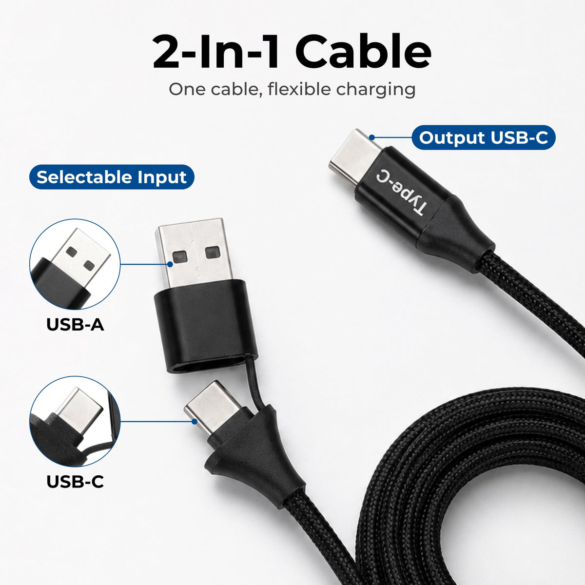 Emerald 6ft Braided USB-A or USB-C to USB-C (Type-C), Fast Charging & Data Syncing Cable