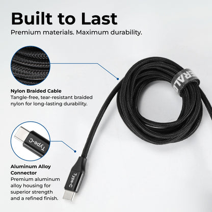 Emerald 6ft Braided USB-A or USB-C to USB-C (Type-C), Fast Charging & Data Syncing Cable