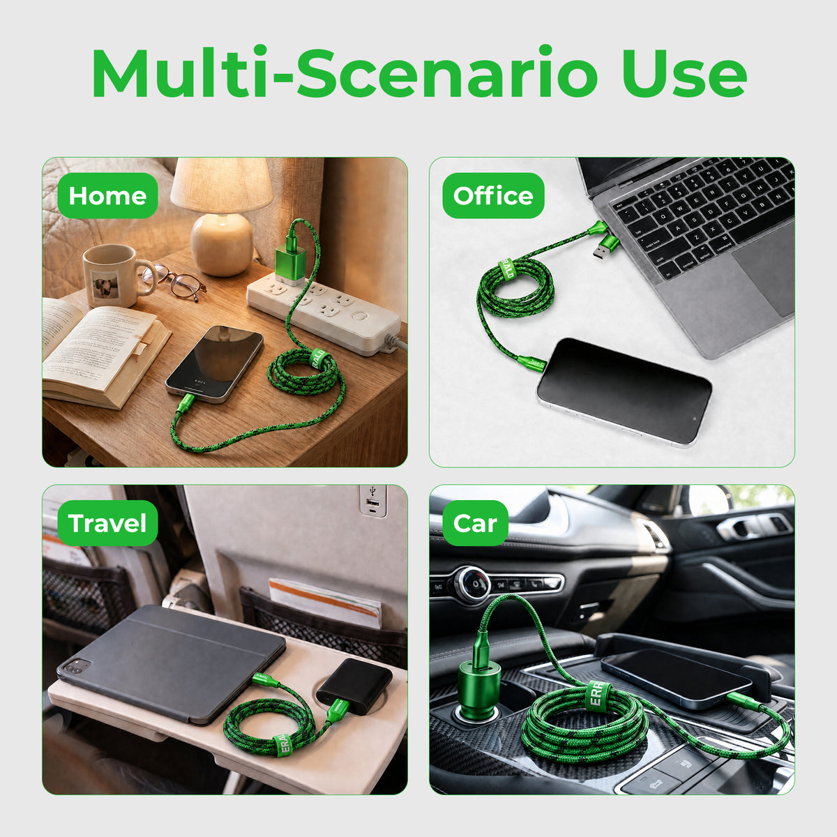 Emerald 6ft Braided USB-A or USB-C to USB-C (Type-C), Fast Charging & Data Syncing Cable