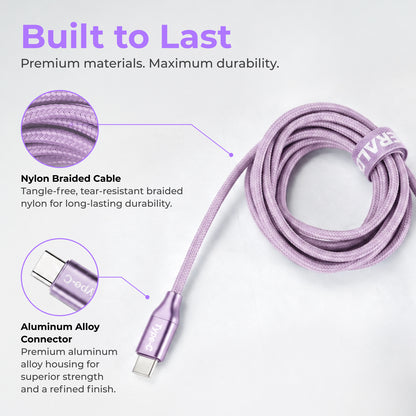 Emerald 6ft Braided USB-A or USB-C to USB-C (Type-C), Fast Charging & Data Syncing Cable