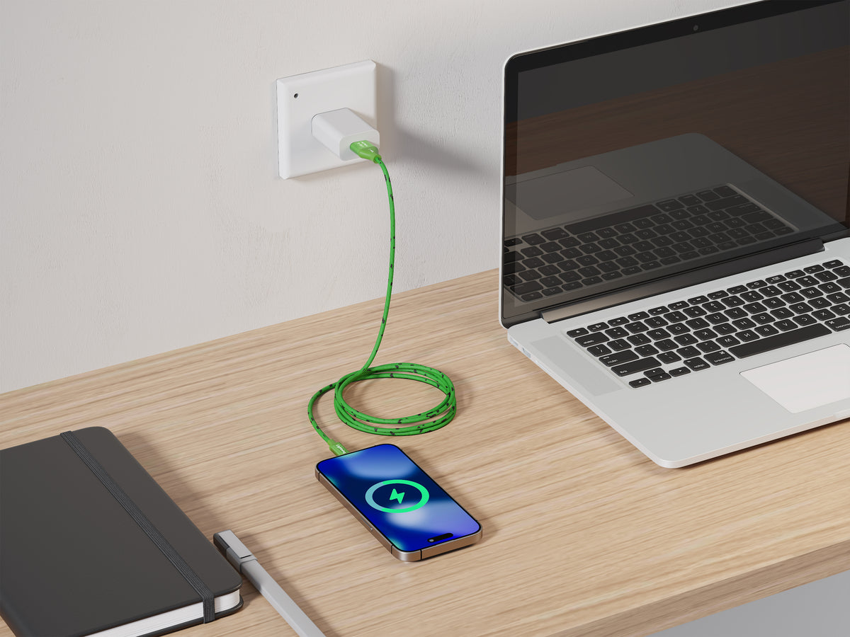 Emerald 10ft Braided USB-A or USB-C to Lightning, Fast Charging & Data Syncing Cable Compatible with iPhone