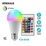 EMERALD RGBW LED Light Bulb, Adjustable Colors & White Light, 500 Lumens, E26 Base