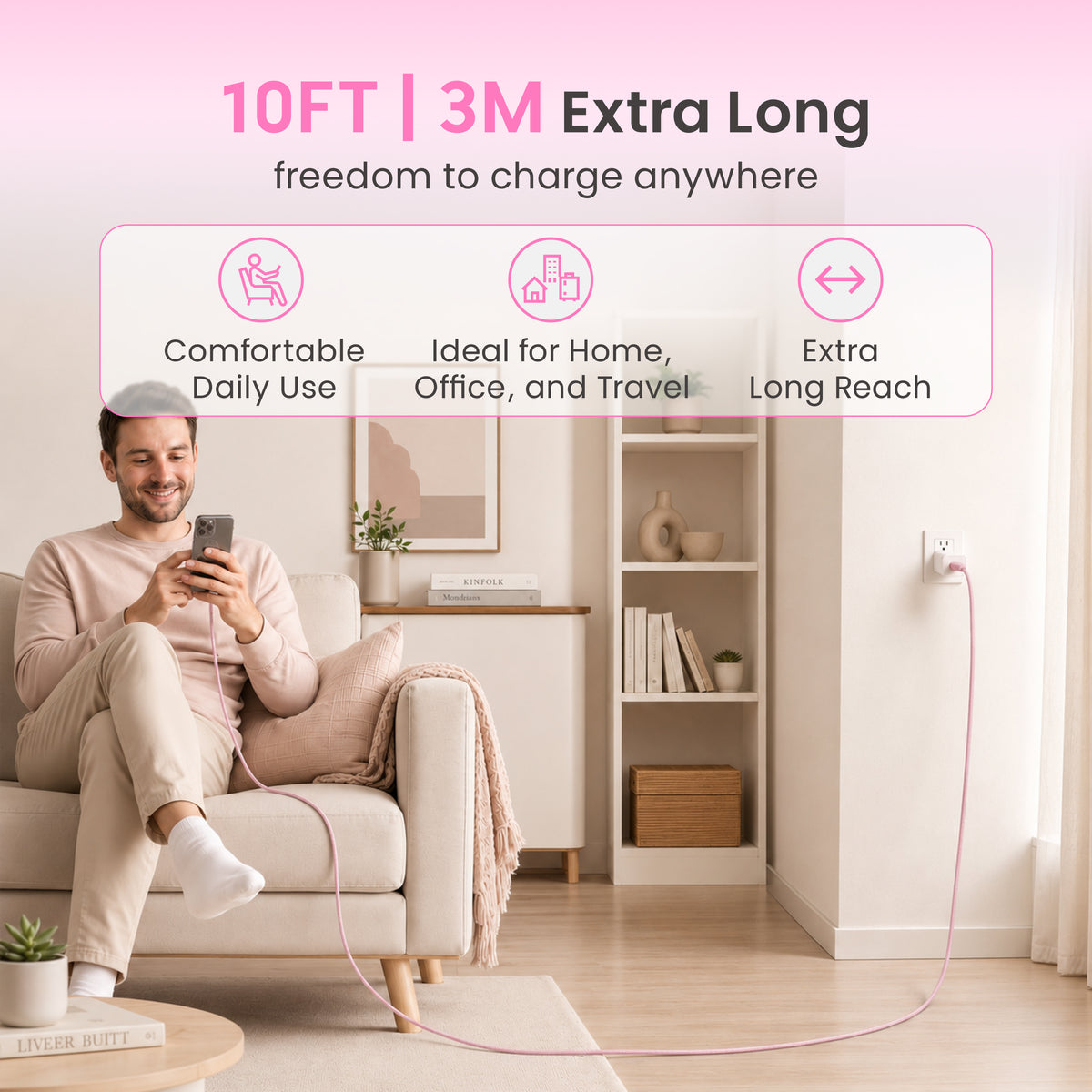 Emerald 10ft Braided USB-C to USB-C (Type-C), Fast Charging & Data Syncing Cable