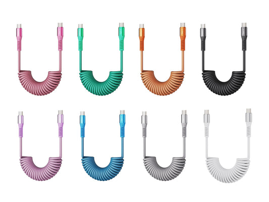 Emerald 4ft Coiled USB-C to USB-C Charging Cable, 60W Fast Charging