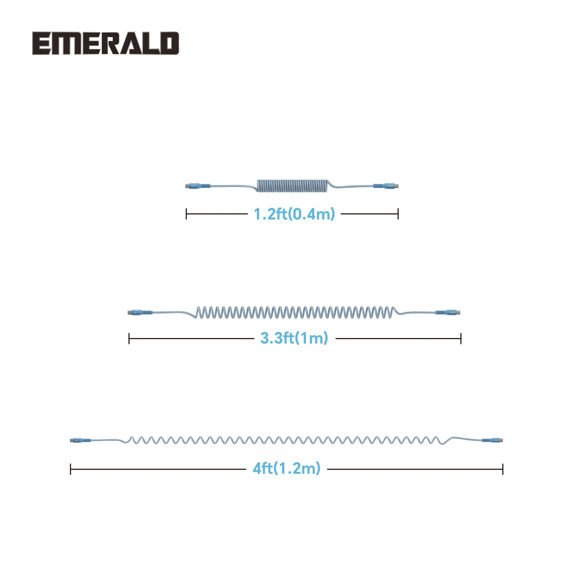 Emerald 4ft Coiled USB-C to USB-C Charging Cable, 60W Fast Charging