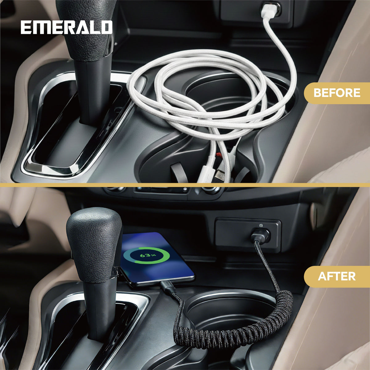 Emerald 4ft Coiled USB-C to USB-C Charging Cable, 60W Fast Charging