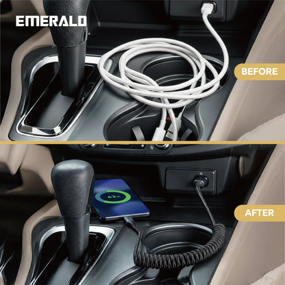 Emerald 4ft Coiled USB-C to USB-C Charging Cable, 60W Fast Charging