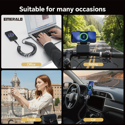 Emerald 4ft Coiled USB-C to USB-C Charging Cable, 60W Fast Charging