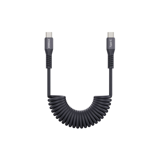Emerald 6ft Coiled USB-C to USB-C Cable, Fast Charging & High-Speed Data Transfer