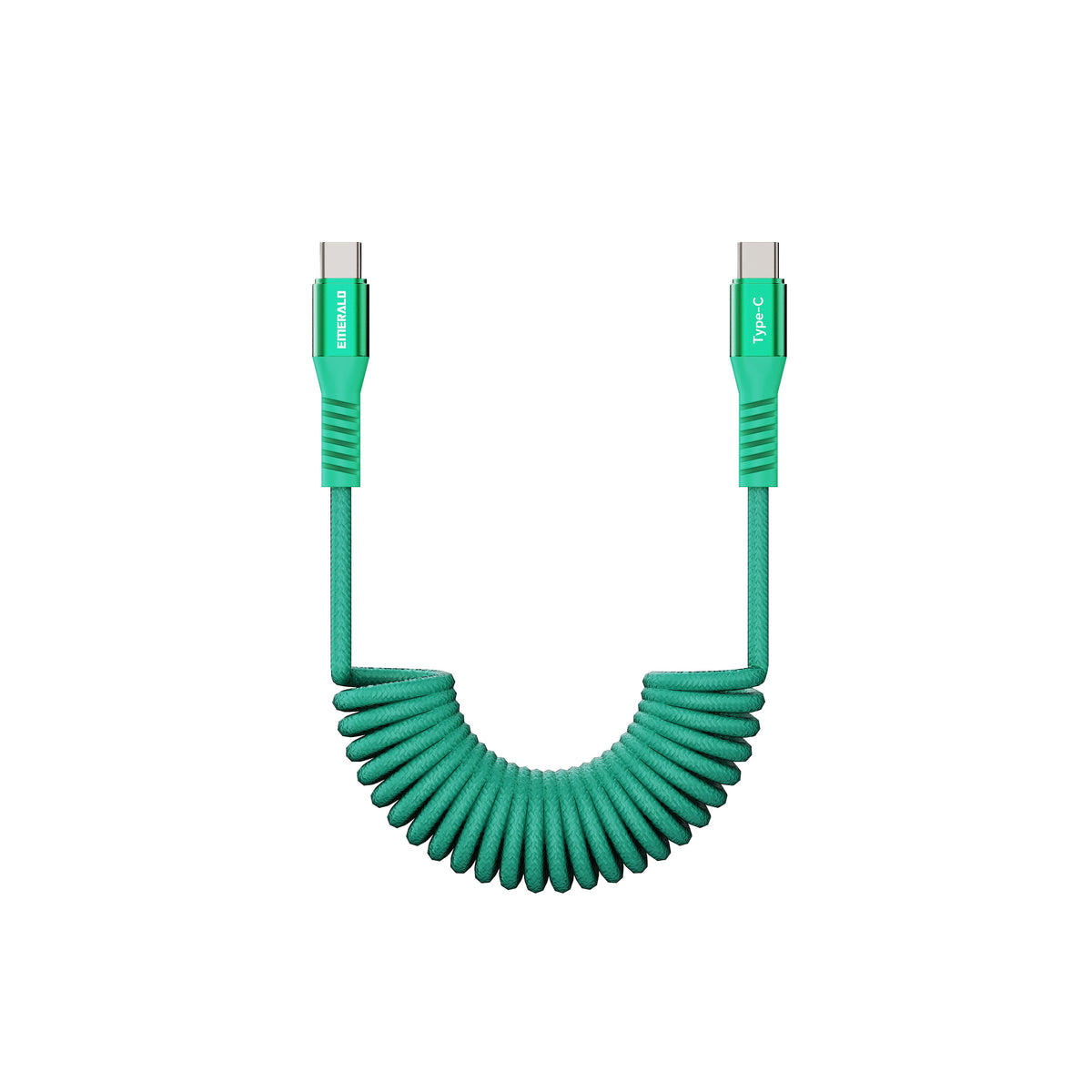 Emerald 4ft Coiled USB-C to USB-C Charging Cable, 60W Fast Charging