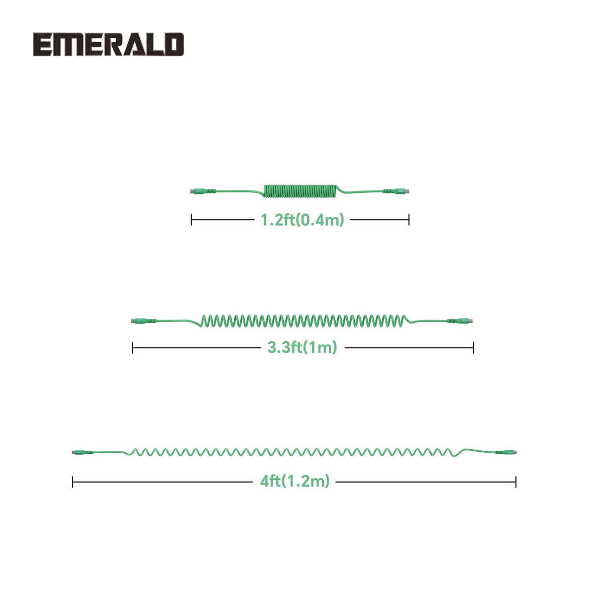 Emerald 4ft Coiled USB-C to USB-C Charging Cable, 60W Fast Charging