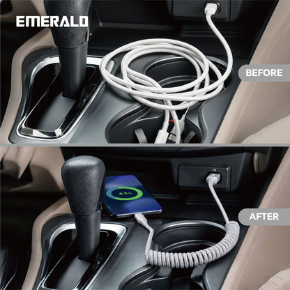 Emerald 4ft Coiled USB-C to USB-C Charging Cable, 60W Fast Charging