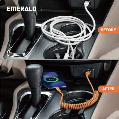 Emerald 4ft Coiled USB-C to USB-C Charging Cable, 60W Fast Charging