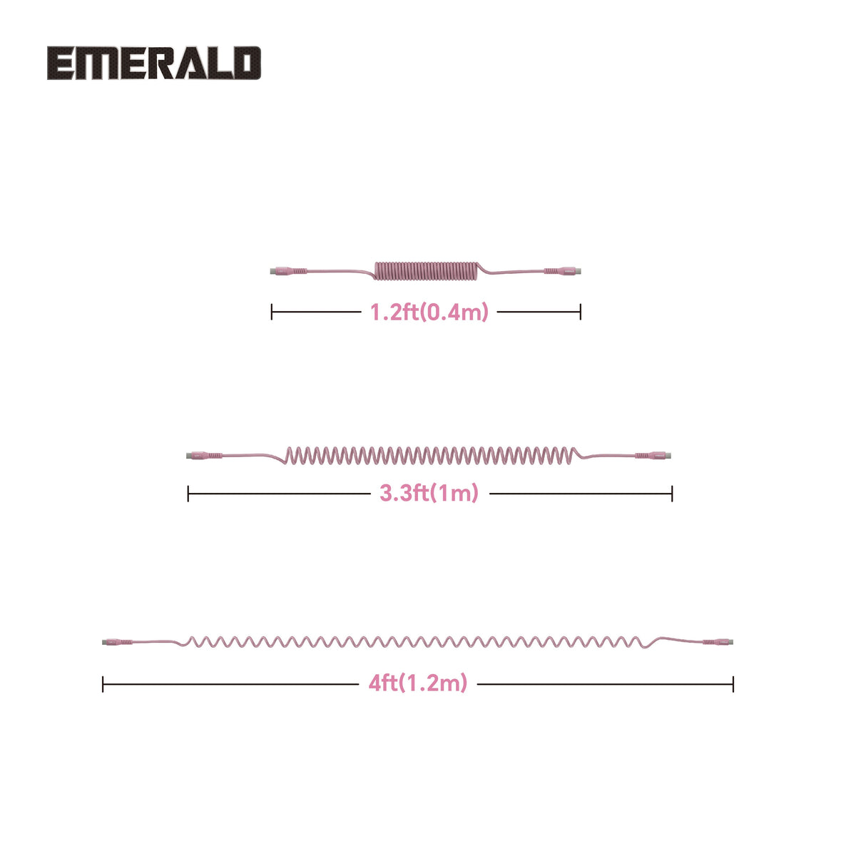 Emerald 4ft Coiled USB-C to USB-C Charging Cable, 60W Fast Charging