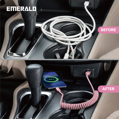 Emerald 4ft Coiled USB-C to USB-C Charging Cable, 60W Fast Charging