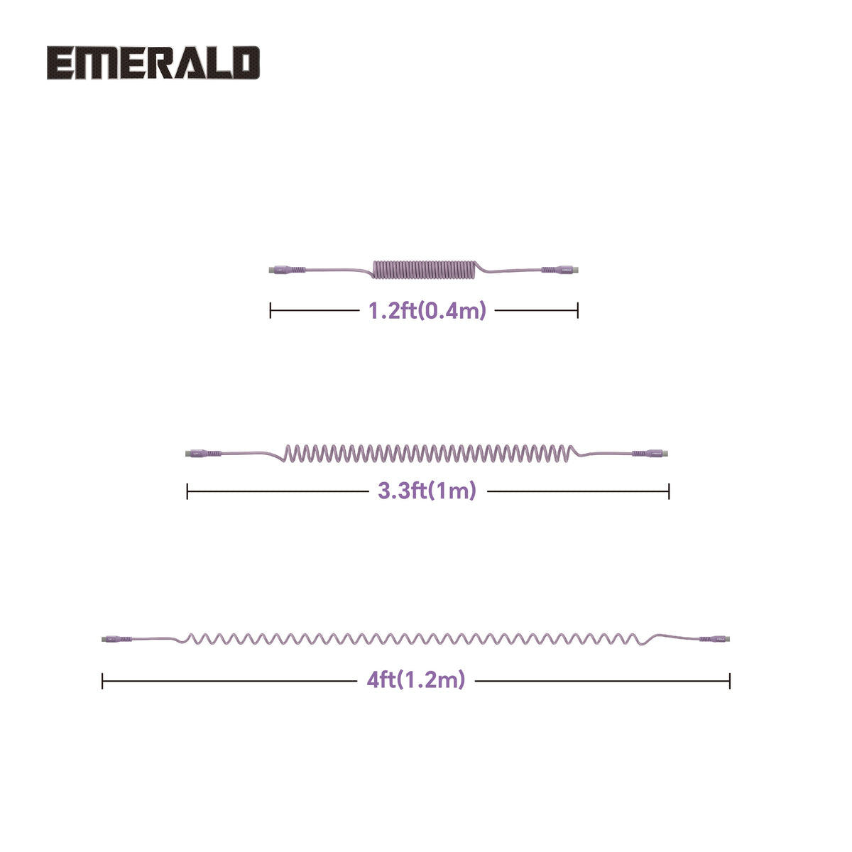 Emerald 4ft Coiled USB-C to USB-C Charging Cable, 60W Fast Charging