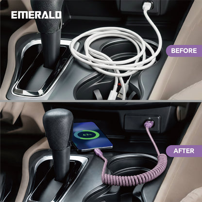 Emerald 4ft Coiled USB-C to USB-C Charging Cable, 60W Fast Charging