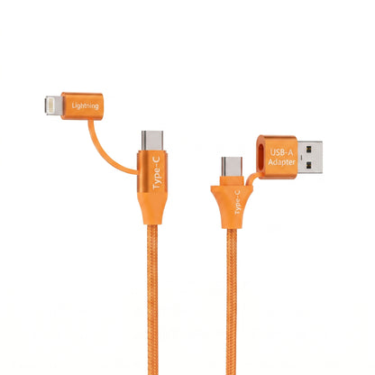 Emerald 6ft 4-in-1 Braided USB-A & Type-C to Lightning & Type-C with Adapter, Fast Charging & Data Syncing Cable
