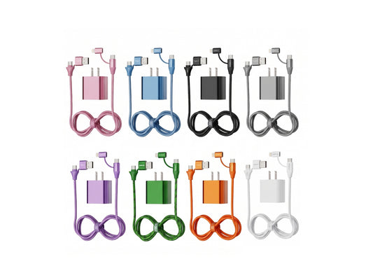 Emerald 6ft 4-in-1 Braided USB-A & Type-C to Lightning & Type-C with Adapter, Fast Charging & Data Syncing Cable