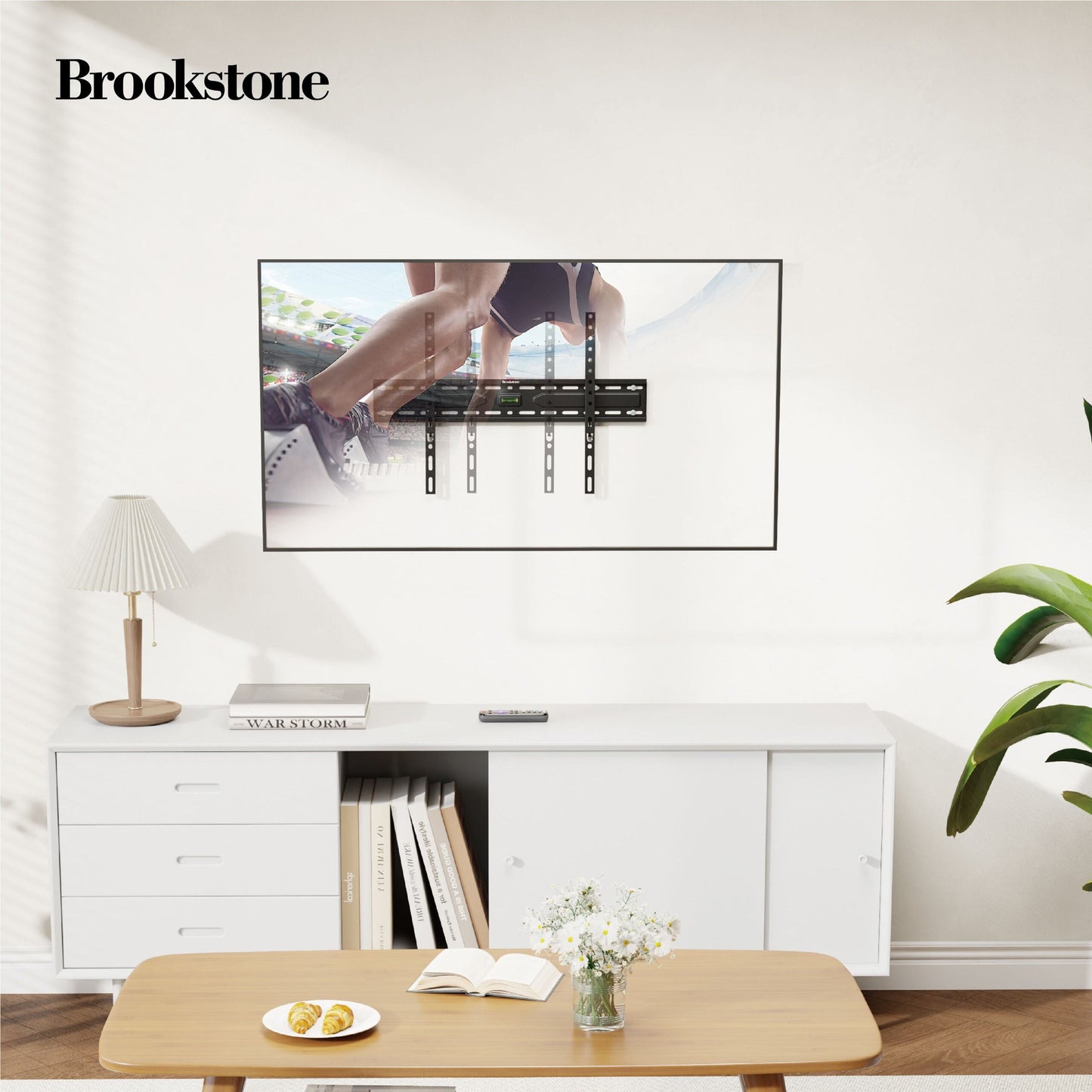 Brookstone Fixed TV Wall Mount for 26"-85" TVs, Max 99 lbs, VESA 50x50 to 600x400mm
