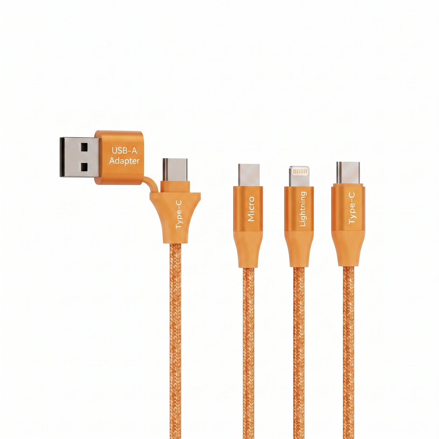 Emerald 10ft 3-in-1 Braided USB-A or USB-C to Lightning, Type-C & Micro USB Fast Charging & Data Syncing Cable