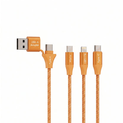 Emerald 10ft 3-in-1 Braided USB-A or USB-C to Lightning, Type-C & Micro USB Fast Charging & Data Syncing Cable